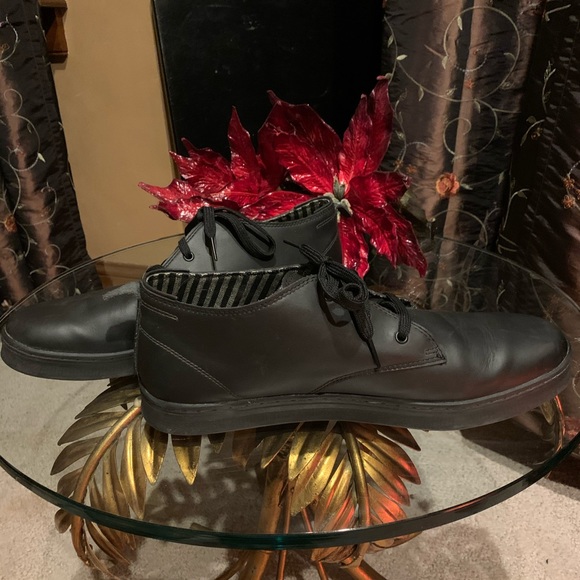 Skechers Men’s black leather Chukka shoessize11.5 - Picture 2 of 8